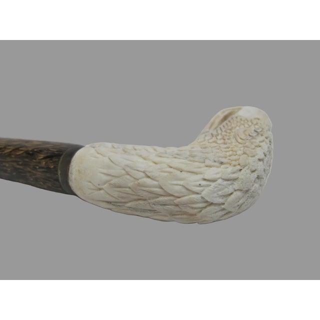 Eagle Head Finely Carved Deer Antler Antique Walking Stick Cane For Sale In Portland, OR - Image 6 of 8