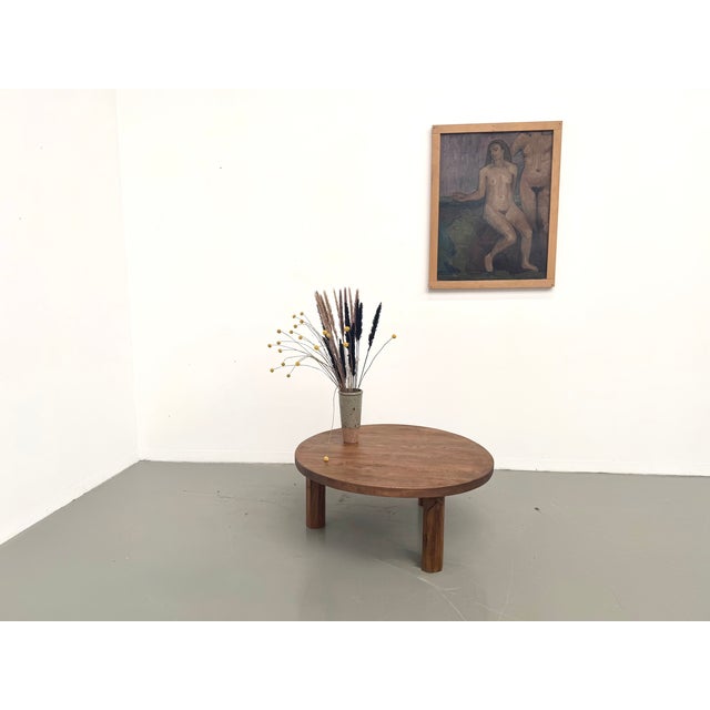 Round Coffee Table in Oak with Octagonal Legs, France, 1950s For Sale - Image 10 of 18