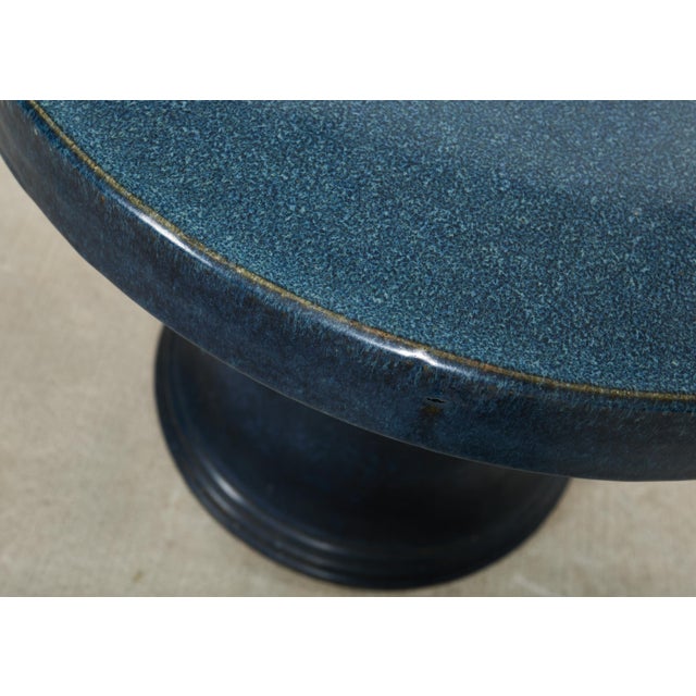 Navy Blue Japanese Showa Ceramic Tea Garden Dining Table and Stools For Sale - Image 8 of 18
