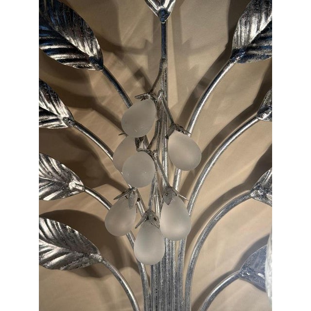 Italian Florentine Silver Leaf Wall Lights, 1970s, Set of 2 For Sale - Image 6 of 13