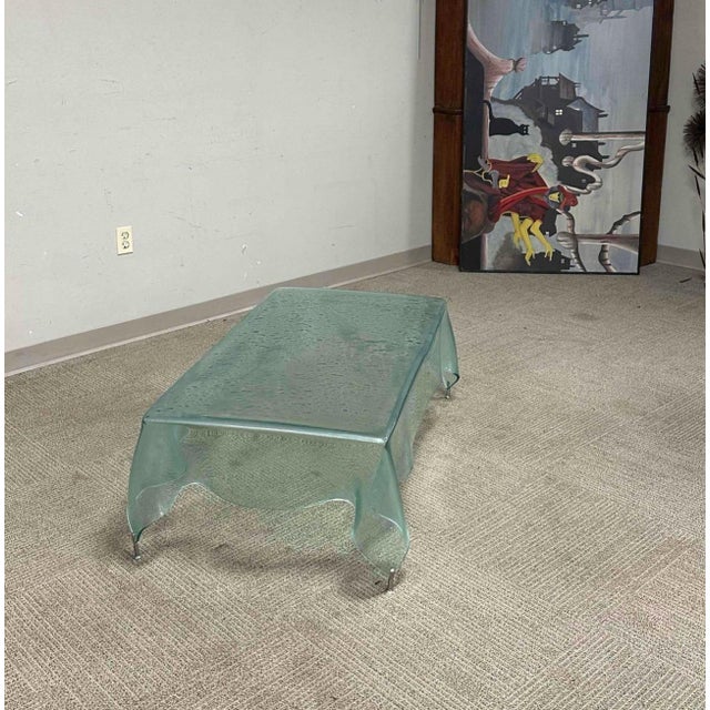 Glass 1980's Vintage Murano "attributed" Glass Hand Blown Handkerchief Coffee Table from Italy For Sale - Image 7 of 8