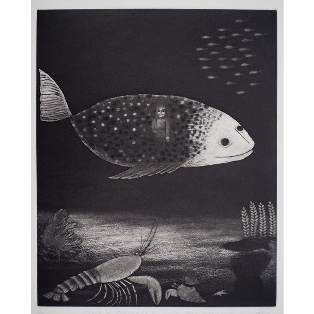 Richard DAVIES (1945-1991) In the Fish, the Voyage of the Toy Soldier Original engraving in the mezzotint Signed in pencil...