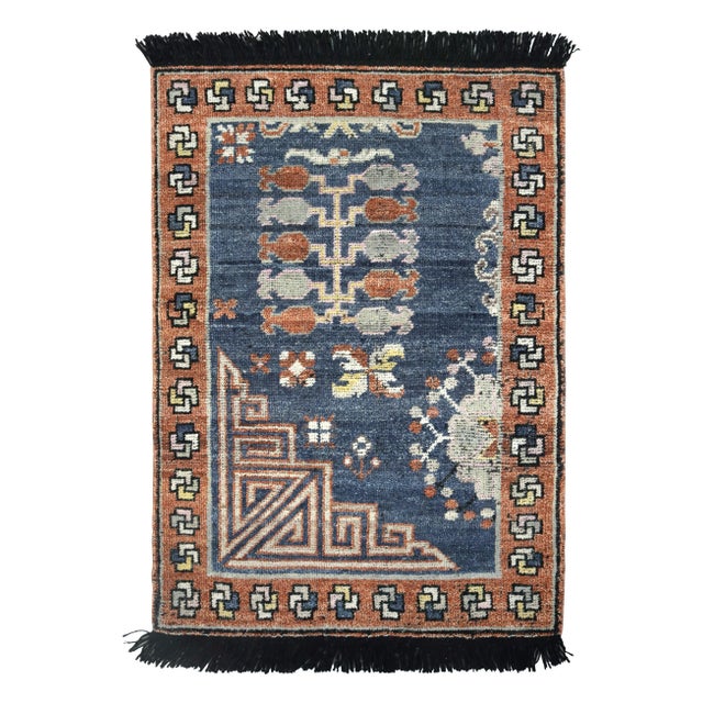 Blue 2010s Rug & Kilim’s Khotan Inspired Rug in Brown & Blue Geometric Patterns For Sale - Image 8 of 8