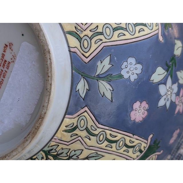 Vintage Chinoiserie Porcelain Large Decorative Bowl For Sale - Image 10 of 11