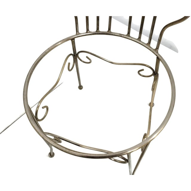 Mid 20th Century 1960s American Hollywood Regency Chrome Wire Lyre Back Peacock Fan Chair, 48" Throne For Sale - Image 5 of 11