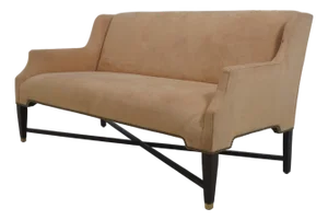 Edward Ferrell Suede Upholstered Settee Loveseat