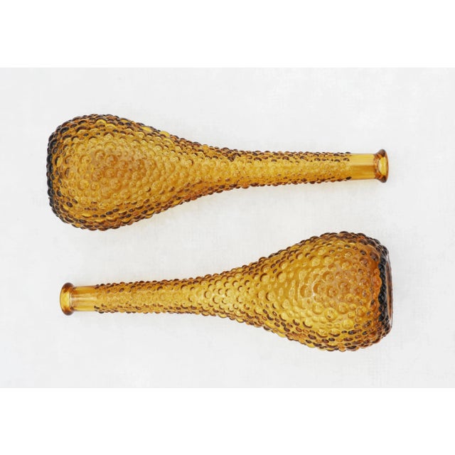 1960s Mid-Century Empoli Amber Bubble Glass Bottle Vases, 1960, Set of 2 For Sale - Image 5 of 7