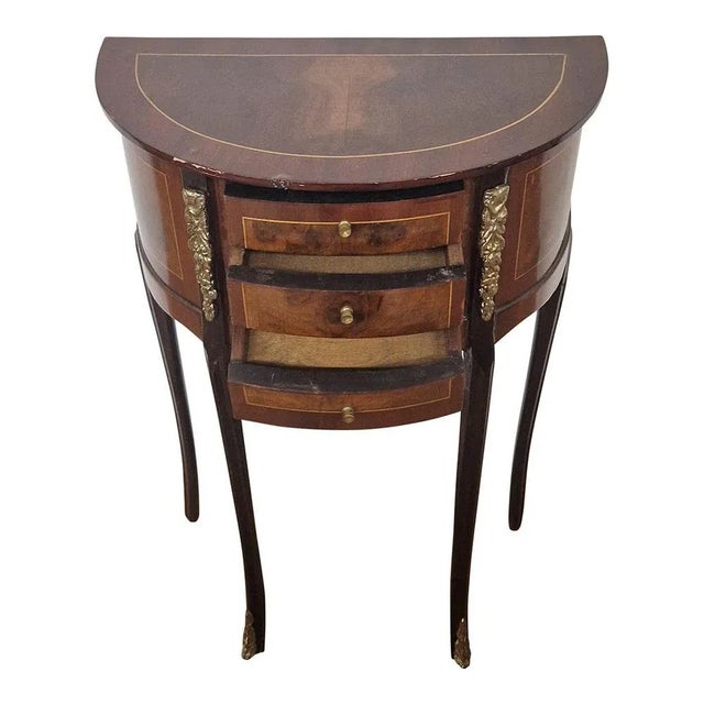 1980s Half-Moon Console Table with Three Drawers., 1980s For Sale - Image 5 of 11