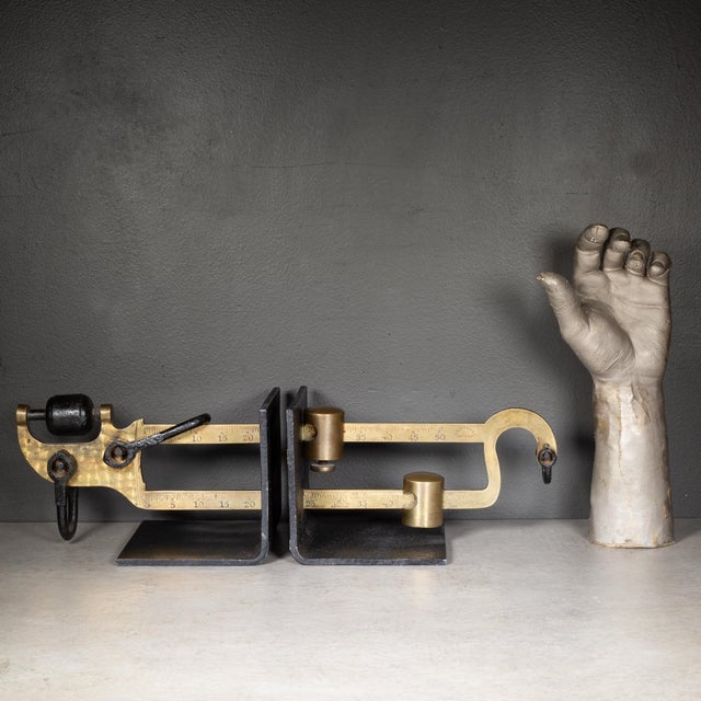 Late 19th Century 19th C. Steel and Solid Bronze Scale Bookends c.1895 For Sale - Image 5 of 6