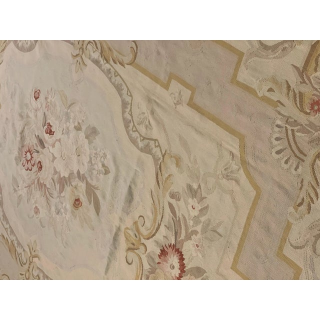 Pink 20th Century French Pink Purple White Floreal Central Medallion Aubusson Rug, 1920s For Sale - Image 8 of 17