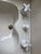 American Vintage American Porcelain Pedestal Sink With Integrated Faucet & Cross Handles For Sale - Image 3 of 3