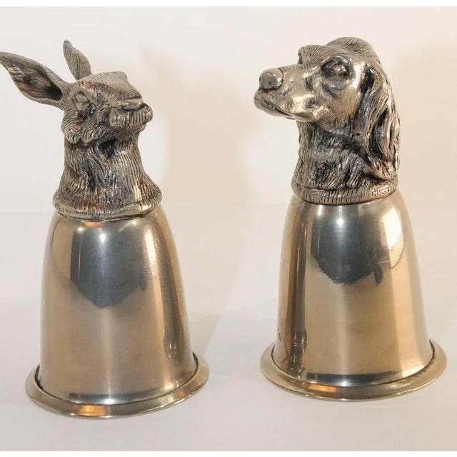 Late 20th Century Gucci Silver Plated Animal Stirrup Cups Signed Italy, 1970s For Sale - Image 5 of 13