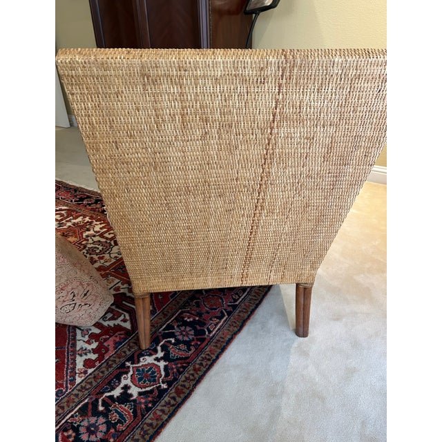 McGuire McGuire Umbria Lounge Chair, Ottoman and Throw Pillow For Sale - Image 4 of 9