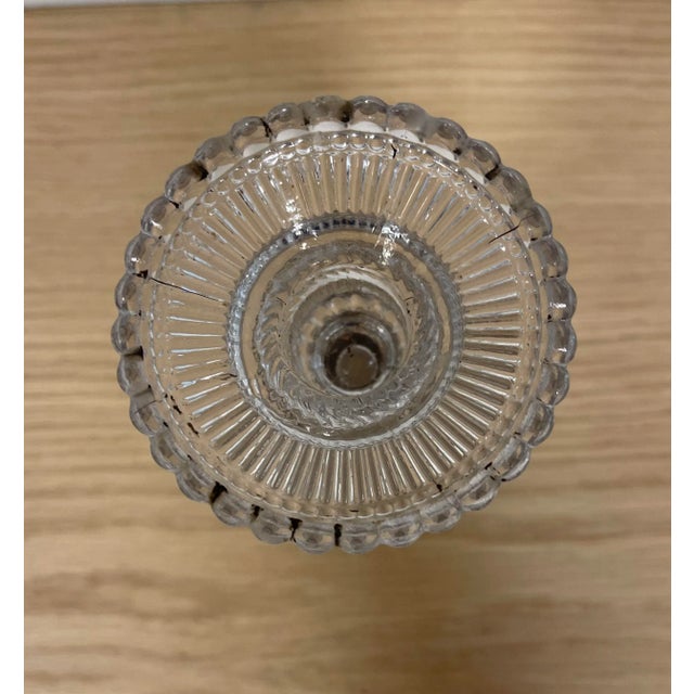 Traditional Vintage 1940s Pressed Clear Glass Candle Holder For Sale - Image 3 of 4