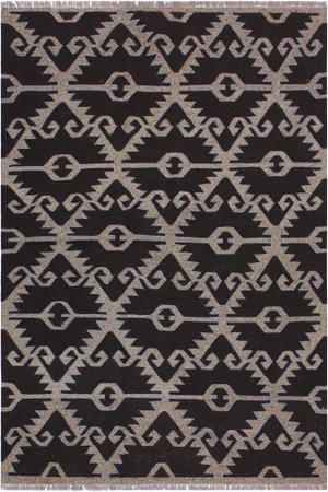 1990s Contemporary Kilim Gray/Brown Hand-Woven Wool Rug - 5'4 X 6'5