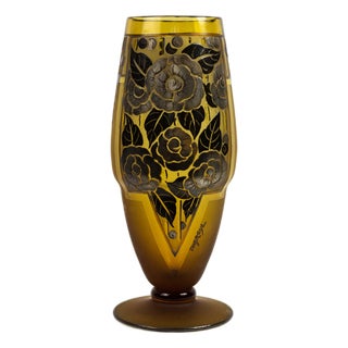 Amber-Tinted Glass Vase, 1930s For Sale