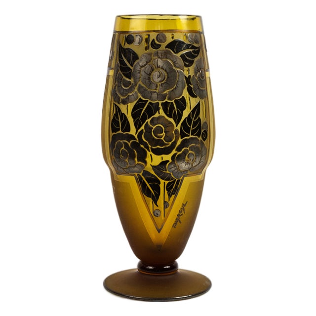 Amber-Tinted Glass Vase, 1930s For Sale