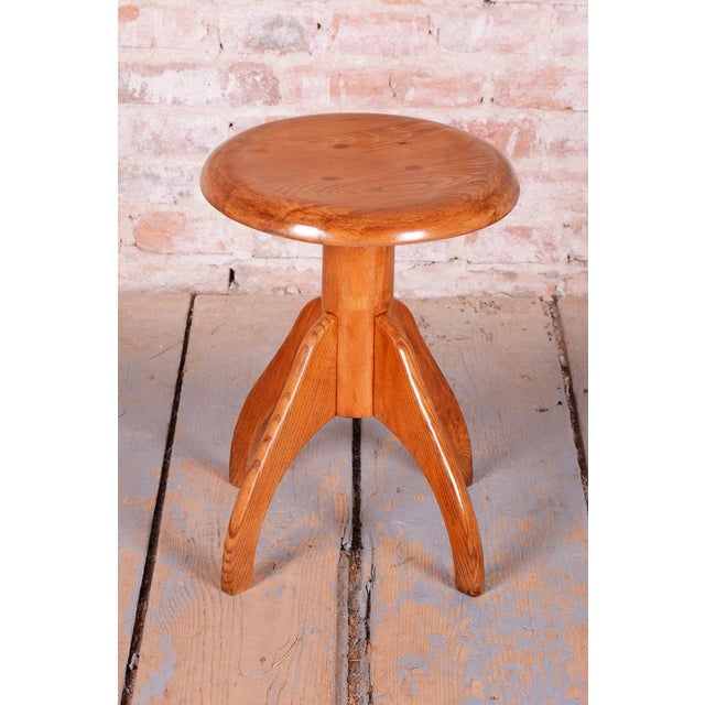 1950s Mid-Century Swivel Piano Stool in Beech and Steel, Czech, 1950s For Sale - Image 5 of 9