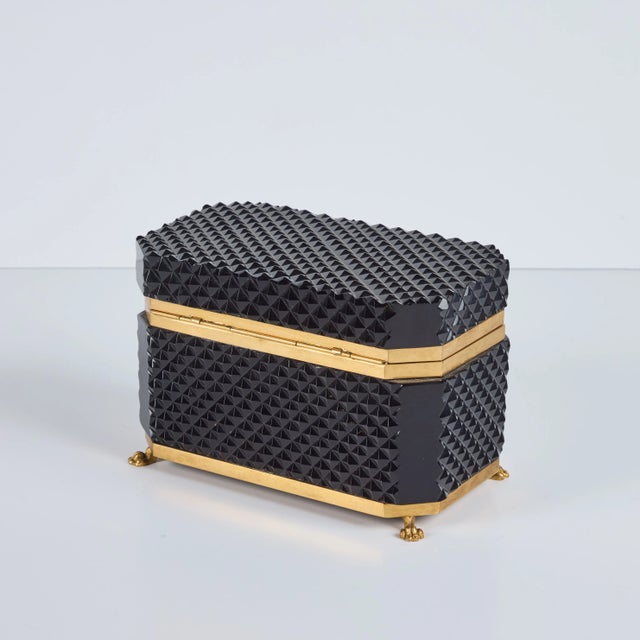 Black 1940s Black Cut Crystal Hinged Box For Sale - Image 8 of 9