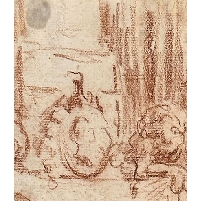 Early 1900's Antique French City Scene Drawing on Paper in Sepia Crayon, Signed by French Artist Maurice De Lambert With Mat For Sale - Image 4 of 5