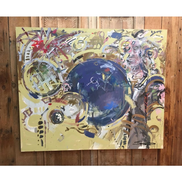 Textile Oversized Contemporary Abstract Painting on Canvas For Sale - Image 7 of 10