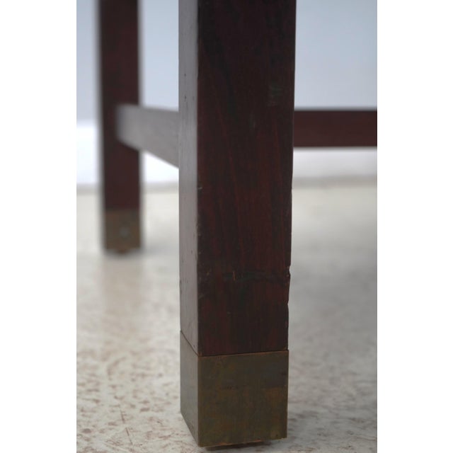 Brown Vintage World Nautical Map Campaign Mahogany Eglomise Coffee Table For Sale - Image 8 of 15