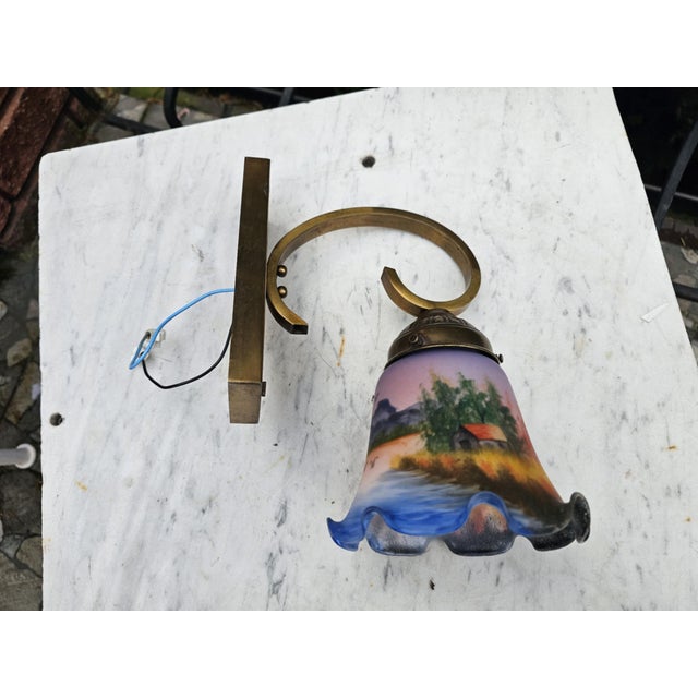 Metal Vintage Art Deco Brass Wall Lamp, 1920s For Sale - Image 7 of 7