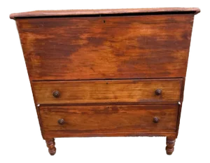 19th Century Antique Early American Primitive Style Fold Top Solid Pine Mule Chest Trunk