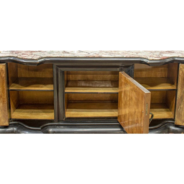 20th Century Antique Serpentine MarbleTop Mirrored Sideboard