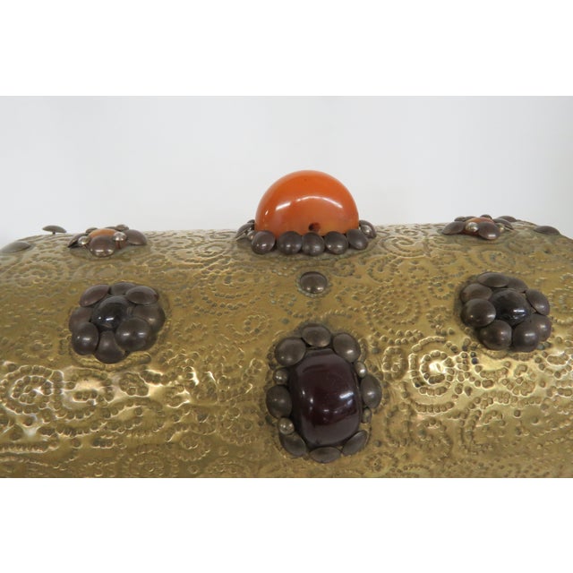 Late 20th Century Brass Plated Box Domed Vanity Jewelry Decorative Vintage Chest With Key 4711b For Sale - Image 5 of 15