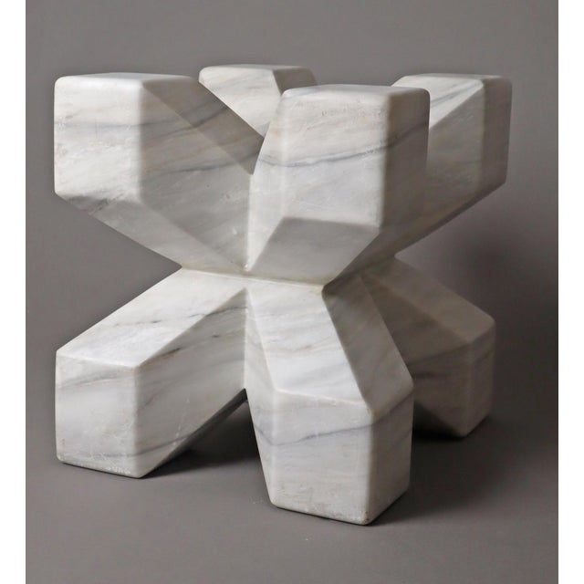 Double Cross Sculpture in White Italian Marble, 1980s For Sale - Image 18 of 18