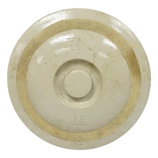 Antique American Primitive Salt Glazed Ceramic 15 Gallon Crock Pot Lid Cover For Sale