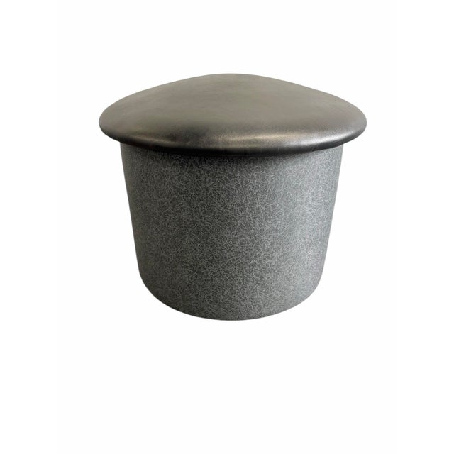 Plastic Vintage Modern Upholstered Vinyl Mushroom Stool For Sale - Image 7 of 12