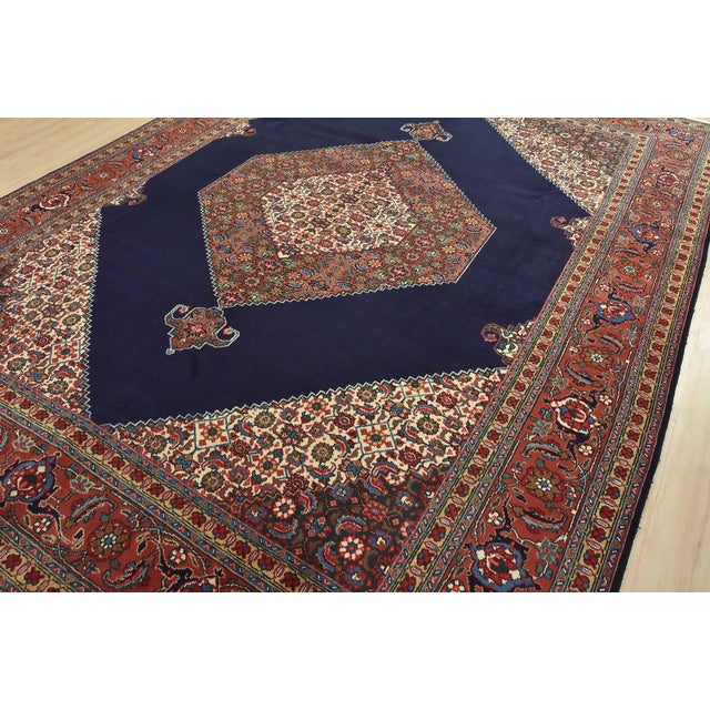 Farmhouse Tabriz Rug 9’10” X 12’9” Blue Wool Vintage Traditional Hand-Knotted Carpet For Sale - Image 3 of 15