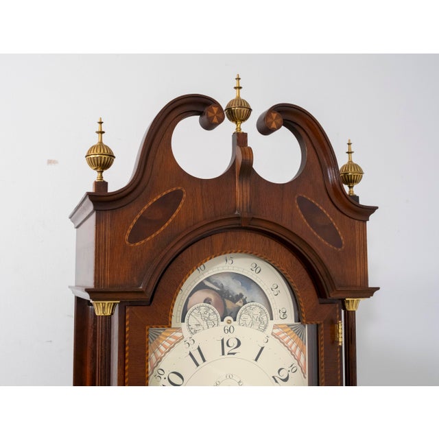 Sligh Thomas Harland Inlaid Mahogany Grandfather Clock For Sale - Image 10 of 18
