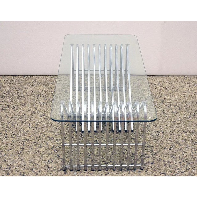 Glass Coffee Table in Chromed Metal and Crystal, 1970s For Sale - Image 7 of 10