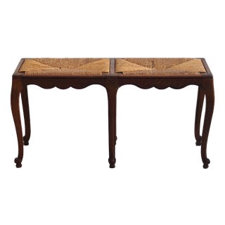 Louis XV Bench with Straw Weaving, 1960 For Sale