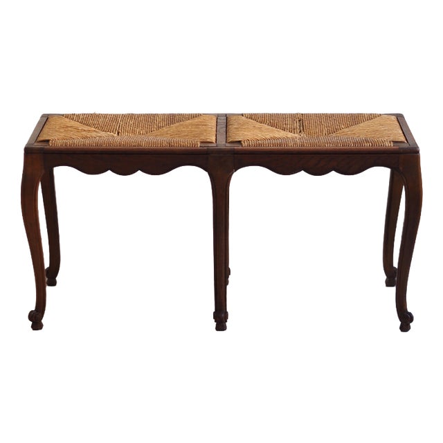 Louis XV Bench with Straw Weaving, 1960 For Sale