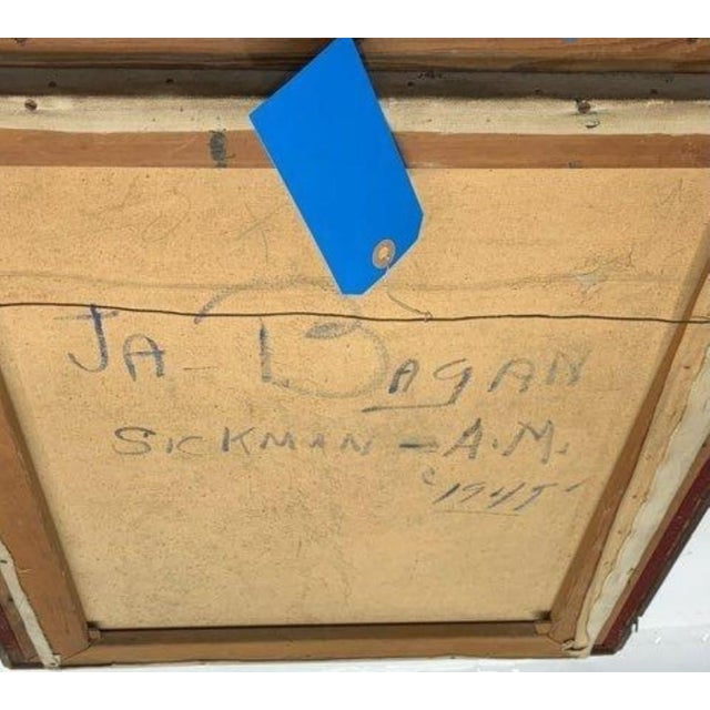 A striking 1945 original oil on canvas by Russian-American polymath Boris Nikolai Mandrovsky. This piece features the...