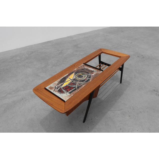 Model 210 Bar or Coffee Table in Teak with Ceramic Tiles by Alfred Hendrickx for Belform, 1950s For Sale - Image 12 of 18