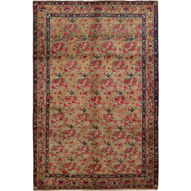 Antique Hamadan Brown Handmade Floral Motif Wool Rug For Sale - Image 10 of 10
