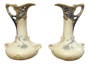 Art Nouveau Porcelain Jugs, 1895, Set of 2