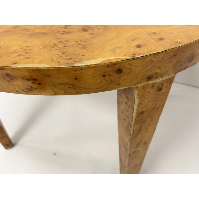 1970s American Modern Round Burl Wood Center Occasional Table For Sale - Image 16 of 16