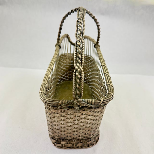 French Woven Silver Metal Wine Bottle Carrier and Server - 1930s For Sale - Image 10 of 17