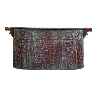 Antique Copper Boiler or Washtub for Firewood or Plants For Sale