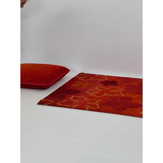 Rug dimensions: 170x240 cm. Cushion dimensions: 93x93 cm, height 23cm. Excellent condition.