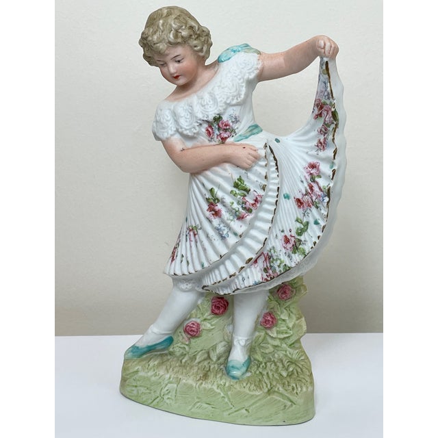 Early 20th Century Small Gebruder Heubach German Bisque Porcelain Girl