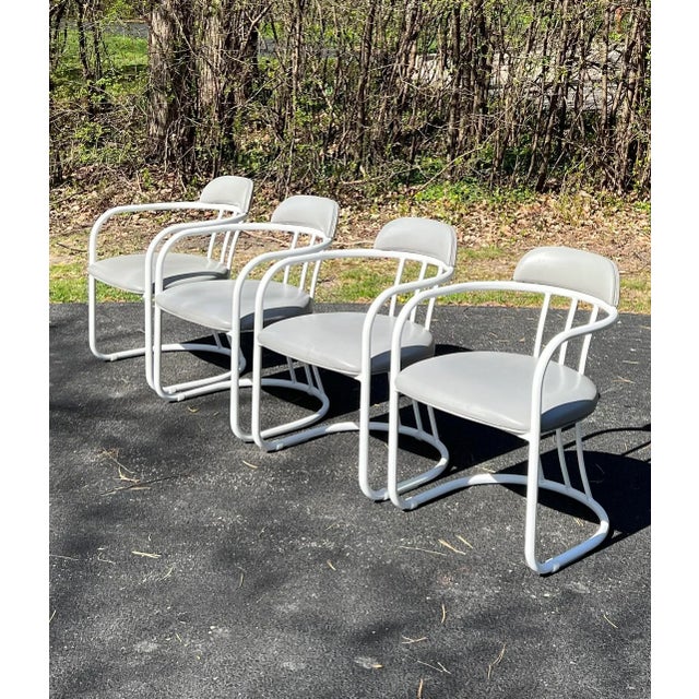 Postmodern Late 20th Century Postmodern Tubular Sculpted Dining Chairs in the Style of Gaston Rinaldi - Set of 4 For Sale - Image 3 of 13