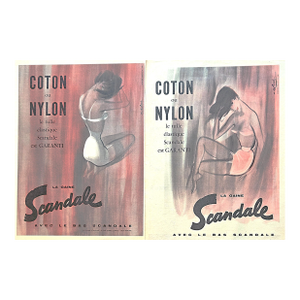 1955 Pair- Mid-Century French Lingerie Advertisement Prints