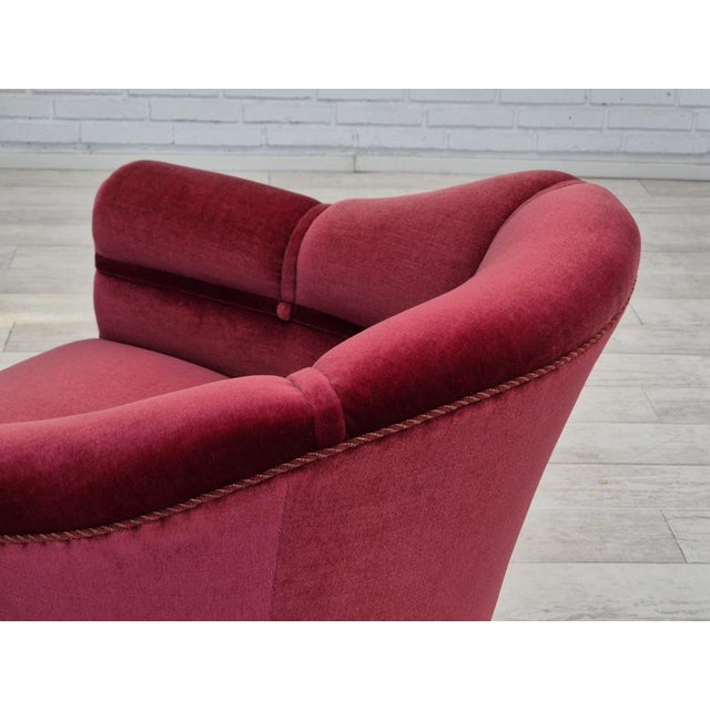 Danish Lounge Chair in Velour with Ash Legs, 1950s For Sale - Image 12 of 18